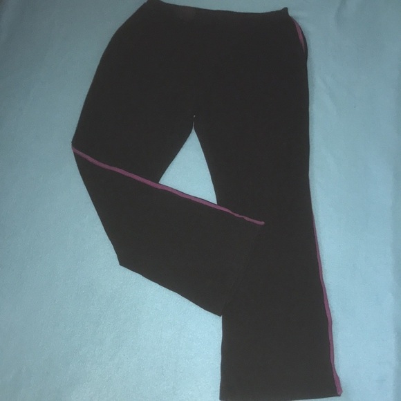 WOMAN WITHIN stretch cotton side stripe boot cut pants black magenta size M - Picture 2 of 11
